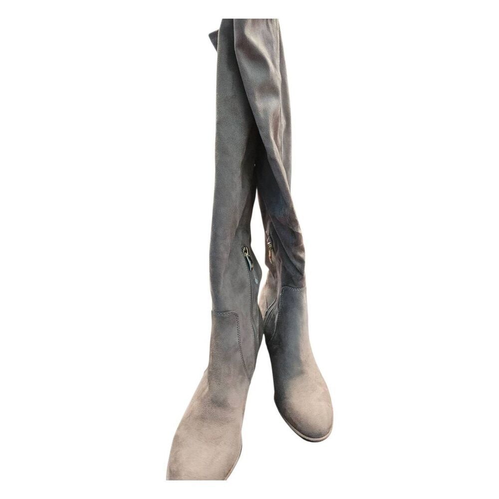 Liz Claiborne Gray Faux Suede Knee High Boots Womens size 7.5 New no Tags - Picture 6 of 10